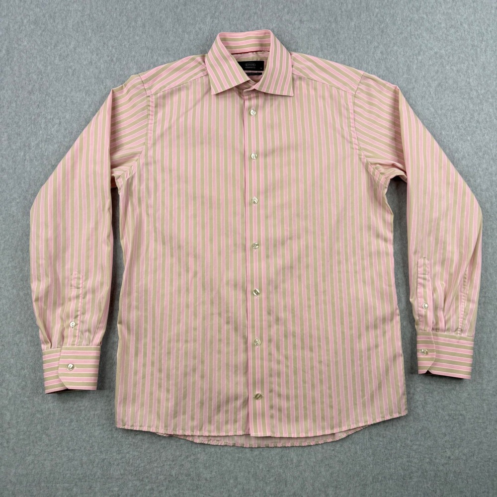 Eton‎ Shirt Mens 15.5 39 Pink Striped Contemporary Fit Button Up Long Sleeve
